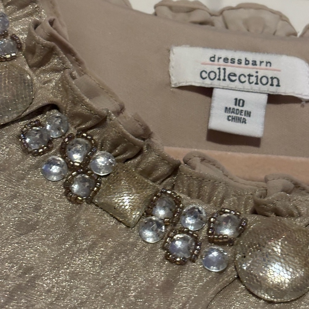 dressbarn Beige Layered Mini Dress - Picture 3 of 7